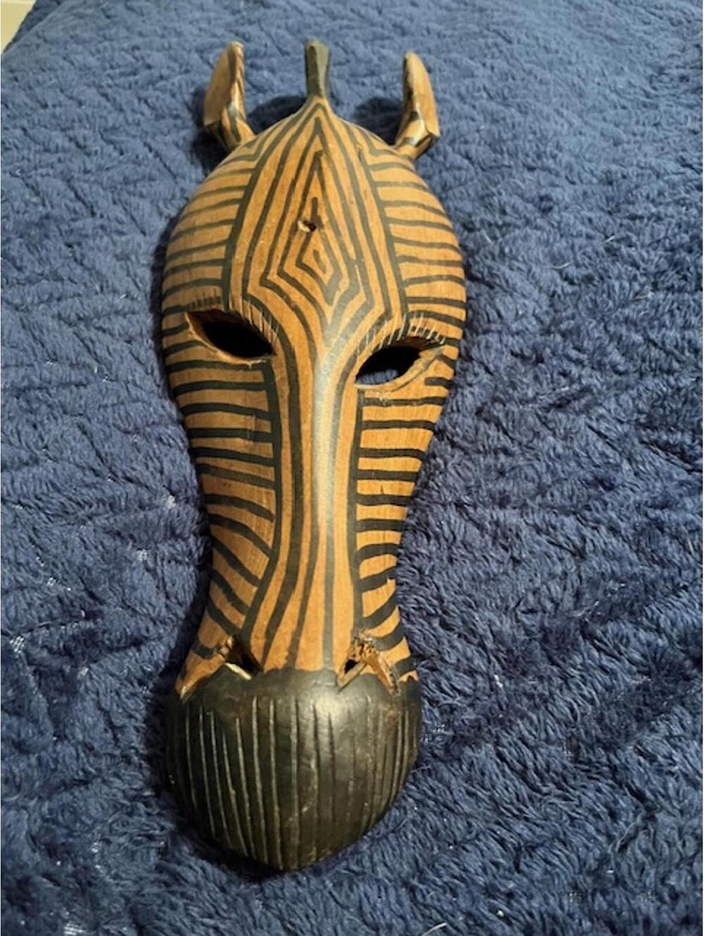 Hand Carved Wooden Giraffe Mask